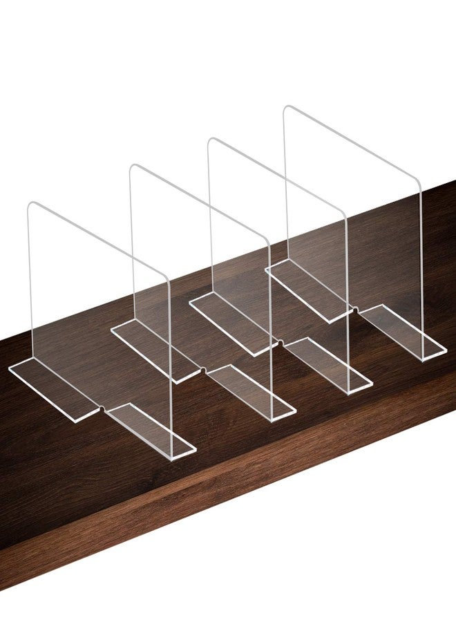 Tasybox Acrylic Shelf Dividers, Clear Closet Divider Separator for Wood Shelves, Closets, Kitchen Cabinets, Bedroom Office Bookshelves 4 Pack - Image 1